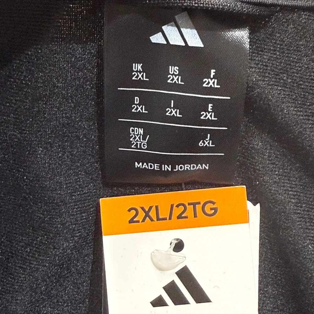 Adidas Men's XXL Tricot Track Jacket Black Full Zip Stand Collar Lightweight NWT